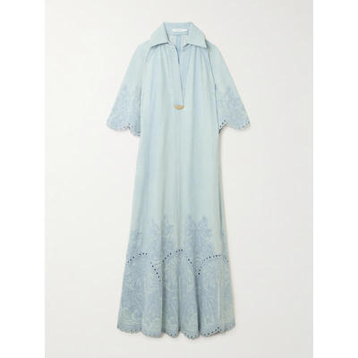 Zimmermann 兹默曼 女士 中长连衣裙 Daylight 英格兰刺绣牛仔