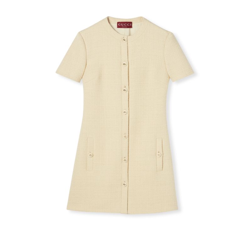 Gucci 女士 FW25 短款连衣裙 织纹羊毛花呢连衣裙