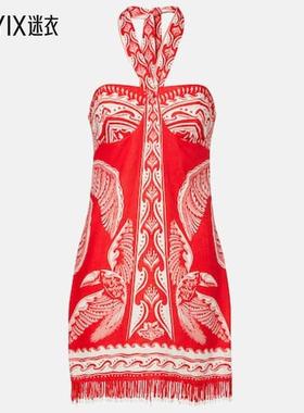 FARM Rio 女款Majestic Coconut Tree 亚麻迷你连衣裙 迷衣时尚