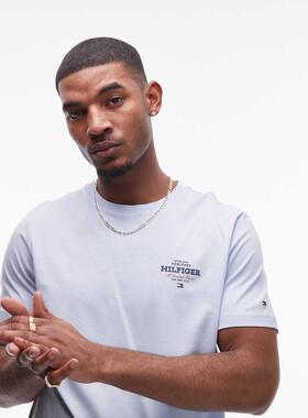 Tommy Hilfiger 男士 T恤 monotype 徽标浅蓝色T恤