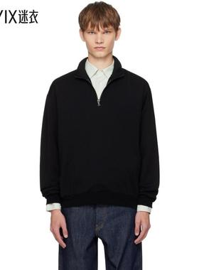 Auralee 男款黑色 Light Wool Sweat Half Zip 套头衫 迷衣时尚