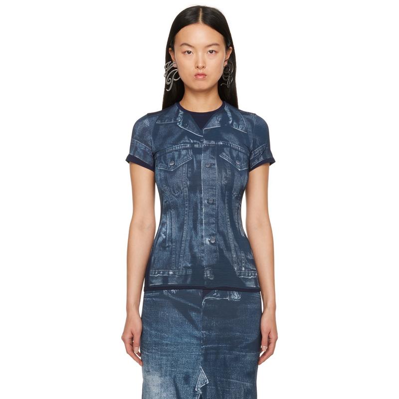 Jean Paul Gaultier 女士T恤 蓝色 Trompe-L'œil T 恤