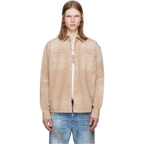 DSquared2 D二次方 男士 衬衫 驼色 Garment Dyed Carpenter