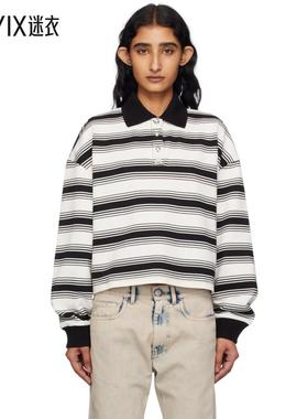 Amiri 女款白色 MA Stripe Oversized Polo 衫 迷衣时尚