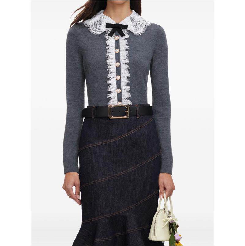 Self-Portrait 女士 FW26 开衫 灰色毛线衫