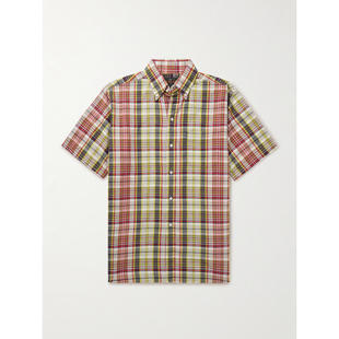 衬衫 FW25 Cotton Madras 格纹 Beams 领尖带扣式 男士