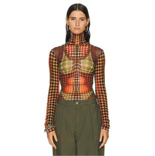 让·保罗·高缇耶 Gaultier 女士 SS26 高领印花 Jean 上衣 Paul