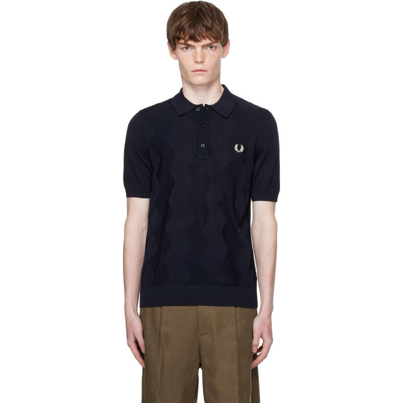 Fred Perry 男士 POLO衫 海军蓝 Cable Knitted Polo 衫