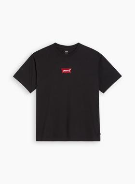 Levi's 男士 T恤 central badge 蝙蝠袖徽标复古合身T恤(黑色)