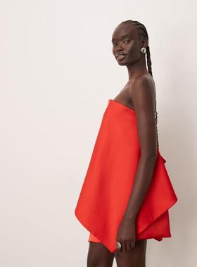 ARRANGE 女士 短款连衣裙 方形剪短抹胸迷你红色连衣裙