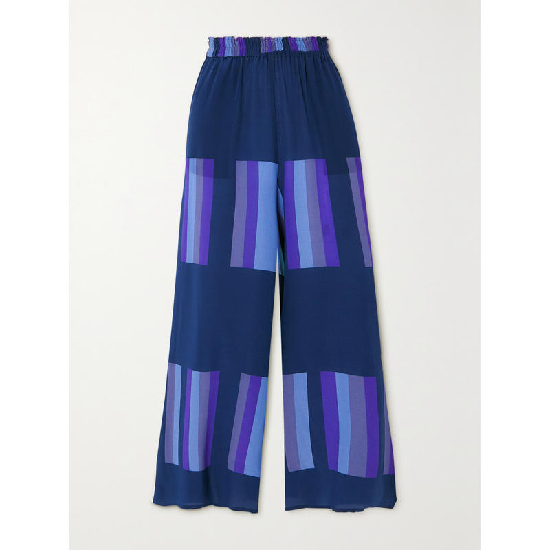 LOUISA PARRIS 女士 长裤 Lisbon 印花真丝双绉阔腿裤