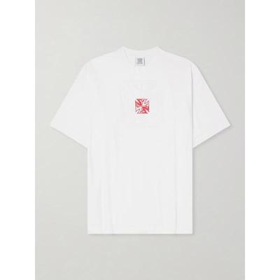 Vetements 男士 SS26 T恤 骑士交叉式徽标印花棉针织T恤