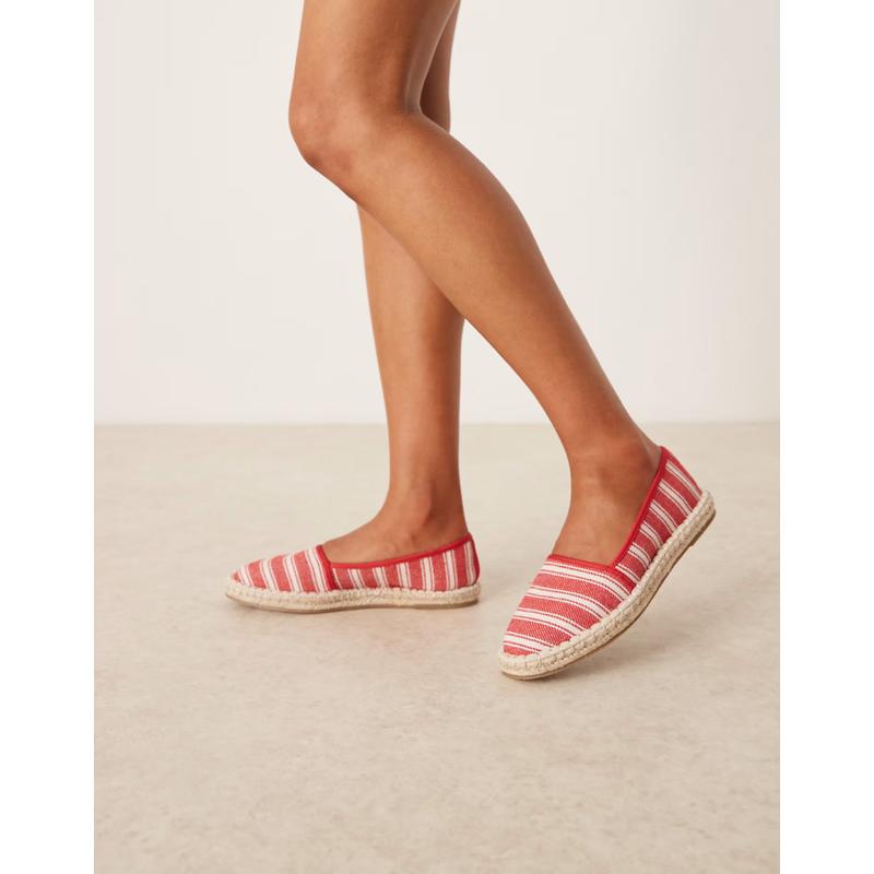 ASOS DESIGN 女士 凉鞋 Joey 设计藏趾红色条纹帆布面凉鞋