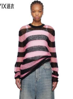 【春夏新品】We11Done 男款粉色 & 黑色 Striped Knit 毛衣 迷衣