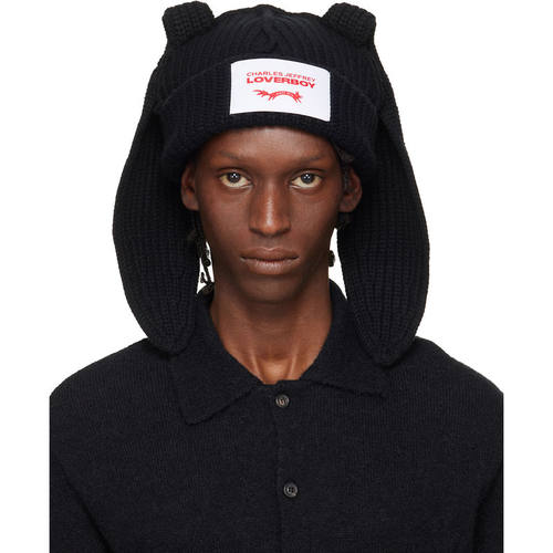 Charles Jeffrey Loverboy 男士 毛线帽 黑色 Chunky Rabbit