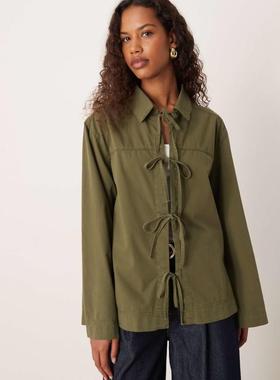 ASOS DESIGN 女士 夹克 设计宽松款A字形前绑带夹克