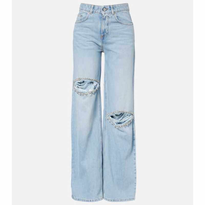 AREA 女士 牛仔长裤 磨破精饰阔腿牛仔裤,女装/女士精品,休闲裤,淘宝优惠券,粉丝福利购,淘宝优惠卷