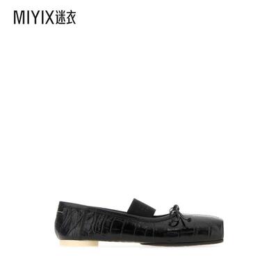 [秋冬新品]MM6 Maison Margiela马吉拉 女款黑色皮质芭蕾平底鞋