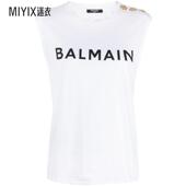 巴尔曼女士 无袖 徽标T恤 Balmain 迷衣时尚