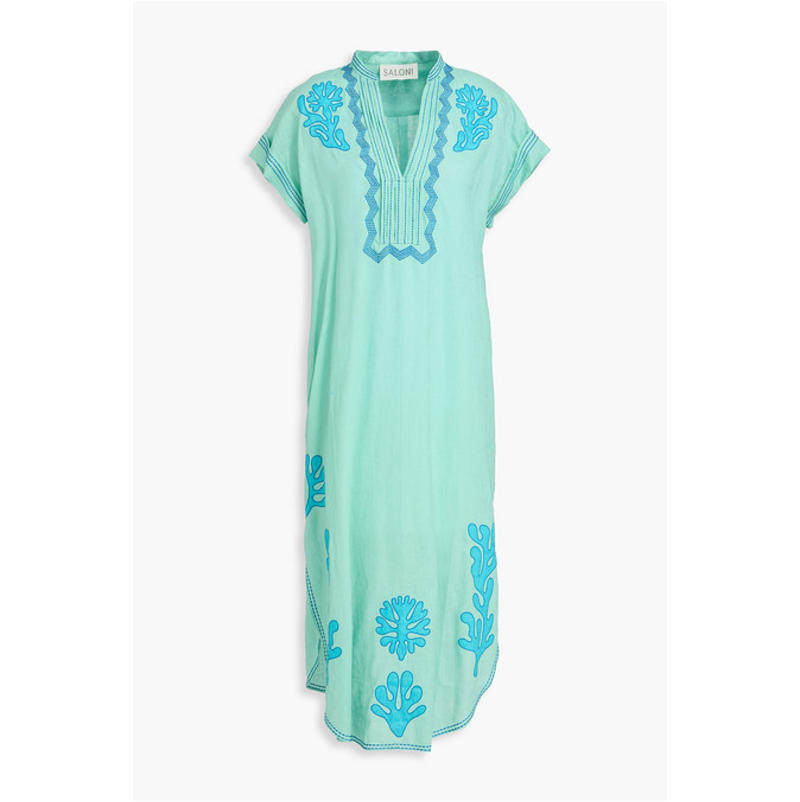 Saloni 女士 中长连衣裙 Aree 刺绣亚麻土耳其式长衫