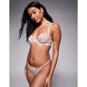 白色 Bluebella Leonora 刺绣网纱 女士 丁字裤