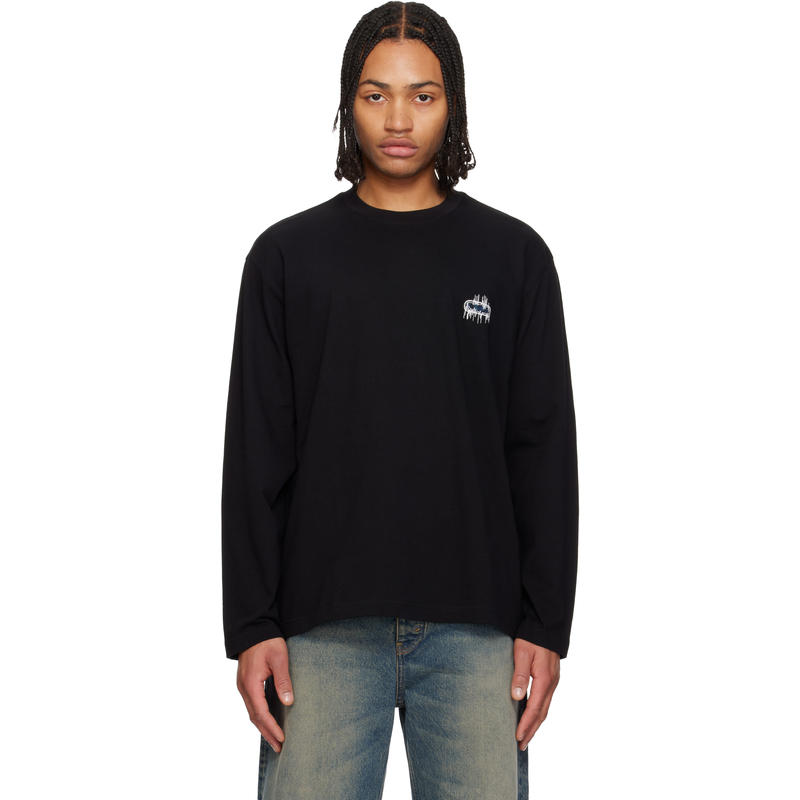 Solid Homme 男士 T恤 黑色 Sound Wave Back Logo T 恤