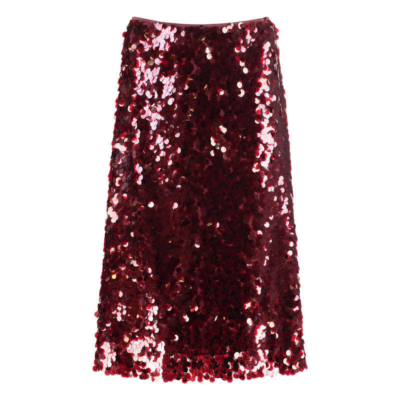 Vince 女士 SS25 中长裙 亮片斜裁半身裙