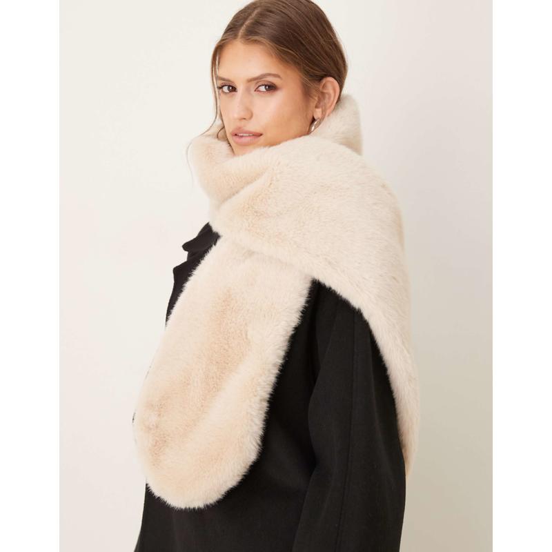 Accessorize 女士 围巾 stole 细款人造皮草围巾(米黄色)