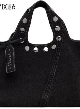 3.1 Phillip Lim 女款黑色迷你 Denim Market Studs 托特包 迷衣