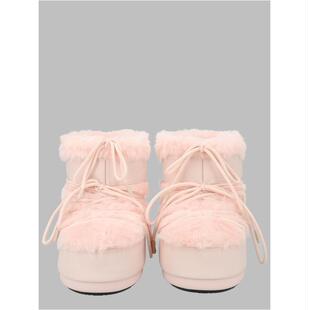 Moon Boot 月亮靴 女士 FW26 雪地靴 粉色仿皮草低帮