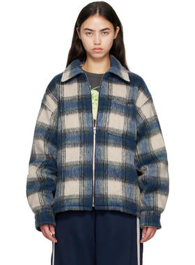 We11Done 女士 夹克 蓝色 Script Logo Check 夹克