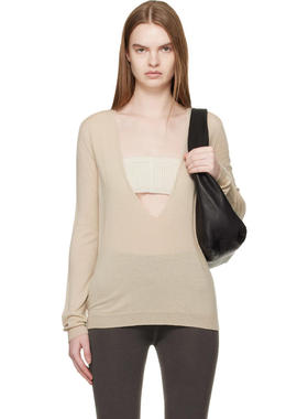 Rick Owens 女士 毛衣 驼色 Temple Extreme V Neck Pull 毛衣
