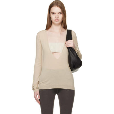 Rick Owens 女士 毛衣 驼色 Temple Extreme V Neck Pull 毛衣