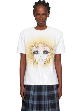 pushBUTTON 女士 T恤 白色 Crying Girl Sequin T 恤