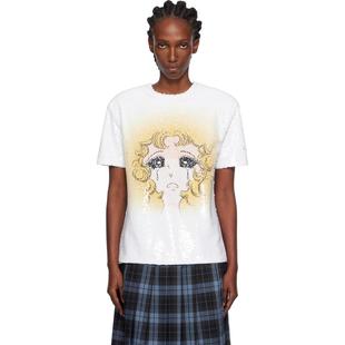 白色 Crying Girl pushBUTTON T恤 Sequin 恤 女士