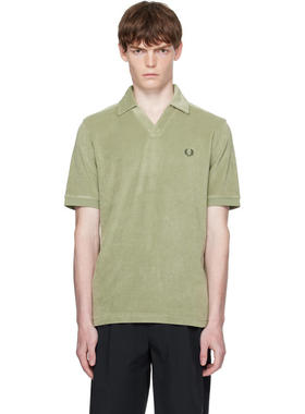Fred Perry 男士 POLO衫 绿色 Open Collar Towelling Polo 衫