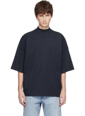 Jil Sander 吉尔·桑达 男士 T恤 海军蓝 Cotton Mock-Neck