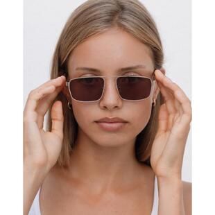 Lu Goldie 女士 太阳镜 Billie 方形飞行员栗褐色太阳眼镜