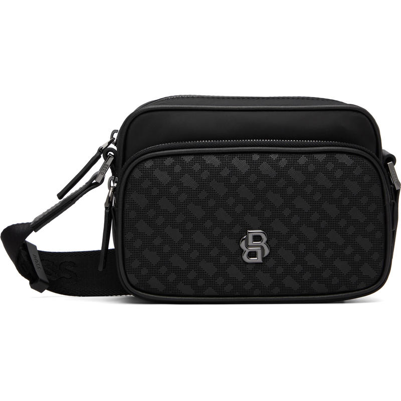 HUGO BOSS雨果博斯 男士 手拿包 黑色 Monogram Pattern 斜挎包