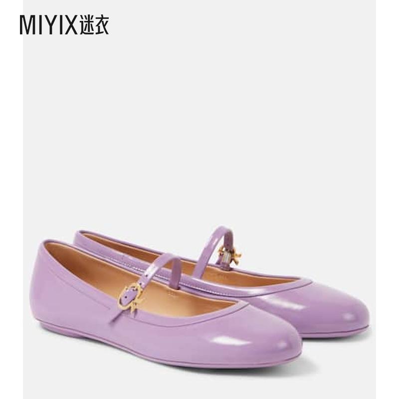 Gianvito Rossi 女款Carla 漆皮玛丽珍平底鞋 迷衣时尚