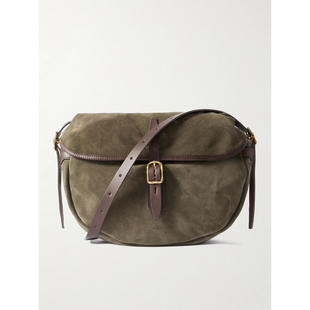 BLEU DE CHAUFFE 男士 SS26 斜挎包 Margot 皮革饰边绒面革邮差包