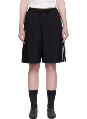 Y-3 女士 短裤 黑色 Sport Uniform Raw Cut 3 Stripes 短裤