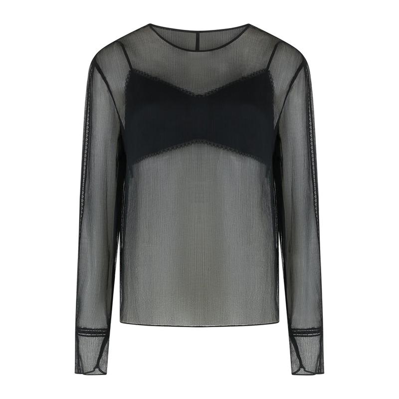 Vince 女士 SS25 上衣 透明雪紡襯衫
