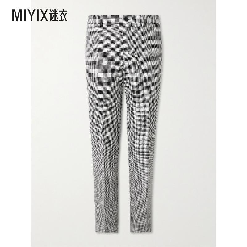 MR P.男士Puppytooth修身直筒斜纹布西装裤迷衣时尚