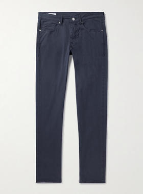 Slowear 男士 FW25 长裤 Division 蓝色修身弹力棉质斜纹布裤子