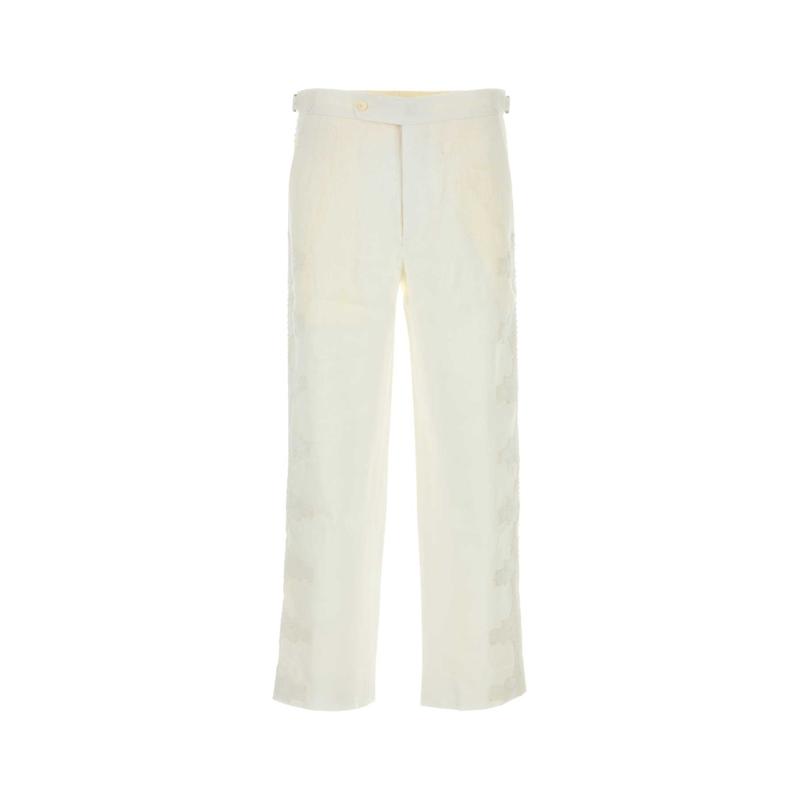 Bode 男士 SS25 长裤 Salt 白色亚麻裤子