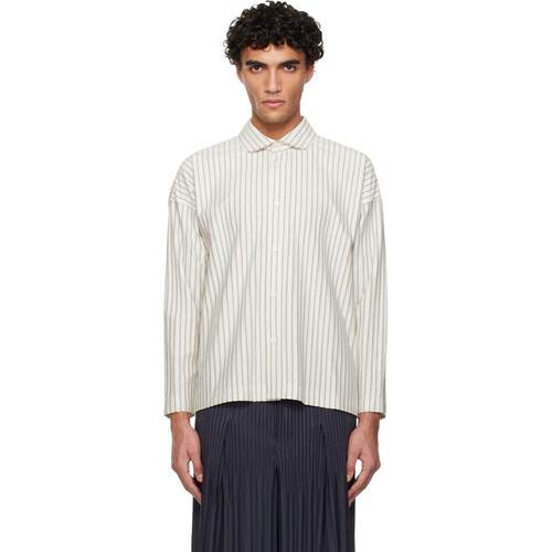 Homme Plissé Issey Miyake 男士 衬衫 白色 Stripe Jersey 衬衫