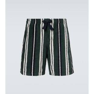 Trevone Orlebar 短裤 男士 条纹棉混纺厚绒布 Brown