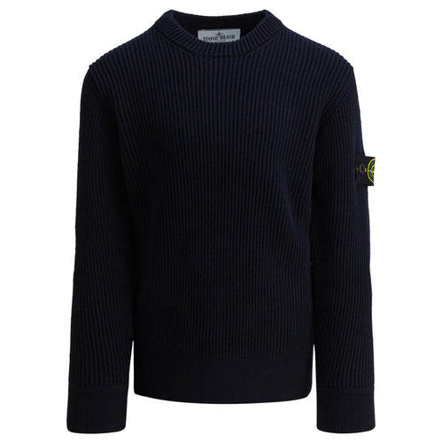 Stone Island 石头岛 男童 FW25 上衣 蓝色初剪羊毛针织衫童装