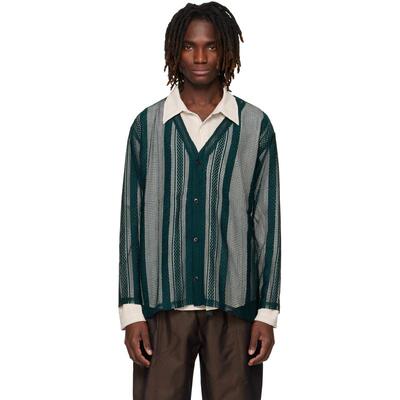 South2 West8 男士 开衫 绿色 Poly Lace V-neck 开衫